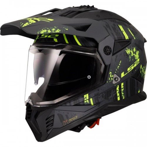 KASK LS2 MX702 PIONEER II CRAZY M.BLACK H-V YEL XL