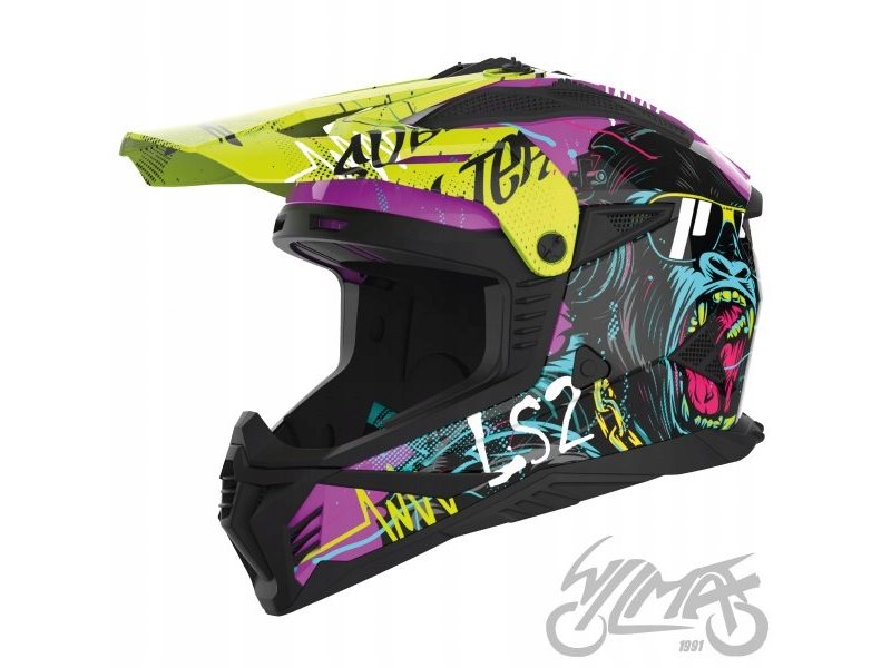 KASK LS2 MX708 FAST II GORILLA PURPLE H-V YELL XL