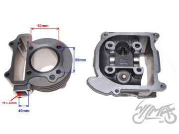 CYLINDER +GŁOWICA 4T SKUTER 80CCM 47MM ZD0023 GY6
