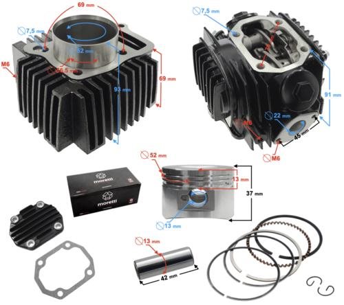 CYLINDER + GLOWICA 110 CCM 4T MORETTI 152FMH