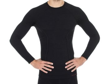 KOSZULKA BRUBECK MESKA ACTIVE WOOL CZARNA M DLUGI
