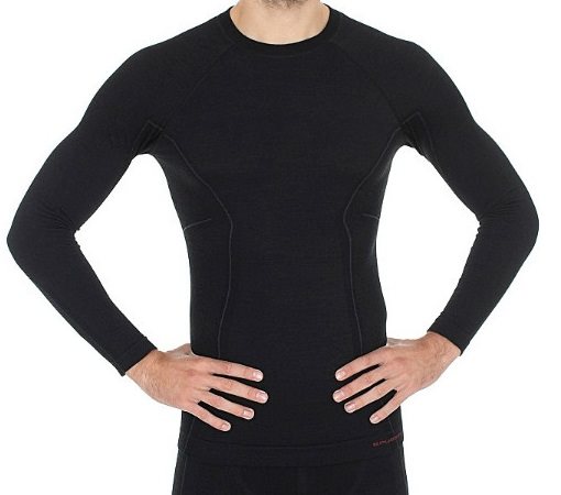 KOSZULKA BRUBECK MESKA ACTIVE WOOL CZARNA M DLUGI