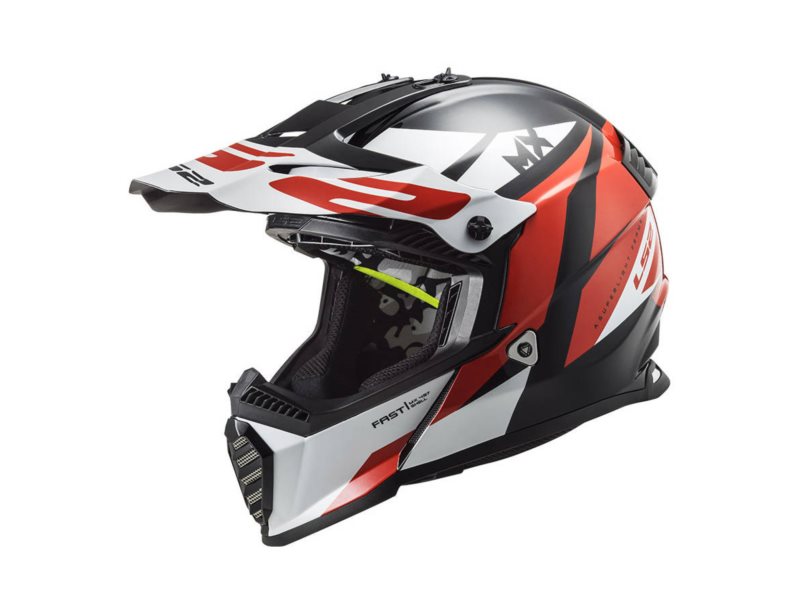 KASK LS2 MX437 FAST EVO STRIKE BLACK WHITE RED XXL